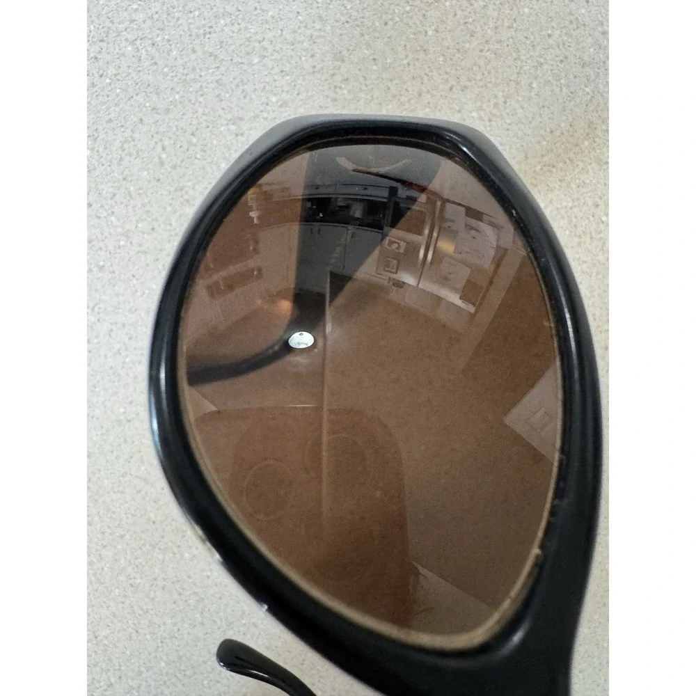 FENDI SL 7506 Oval Sunglasses Black Plastic Frame Brown Tinted Lenses Women